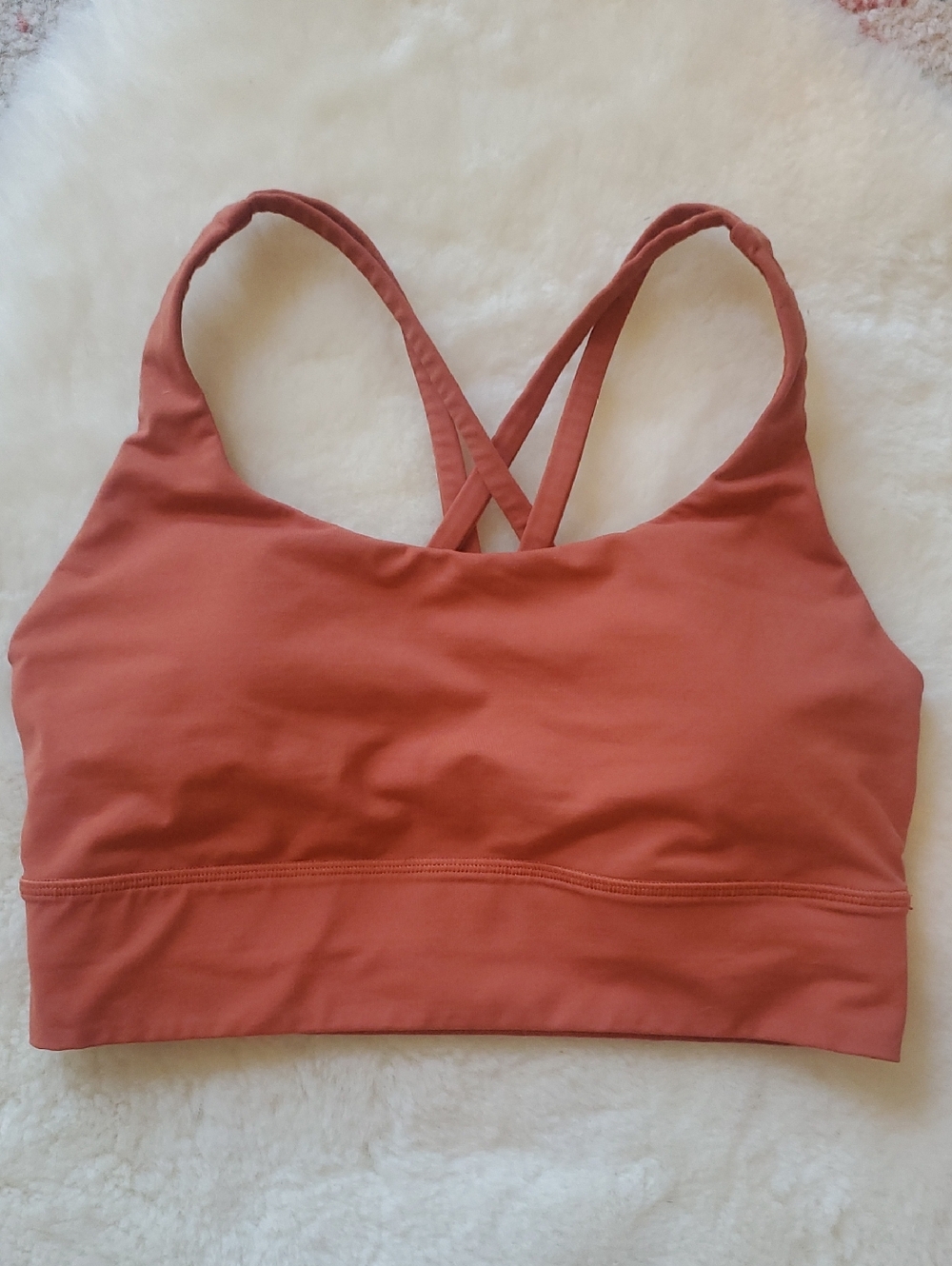 EUC Lululemon Terracotta Energy Longline Sports Bra in Canyon Orange
